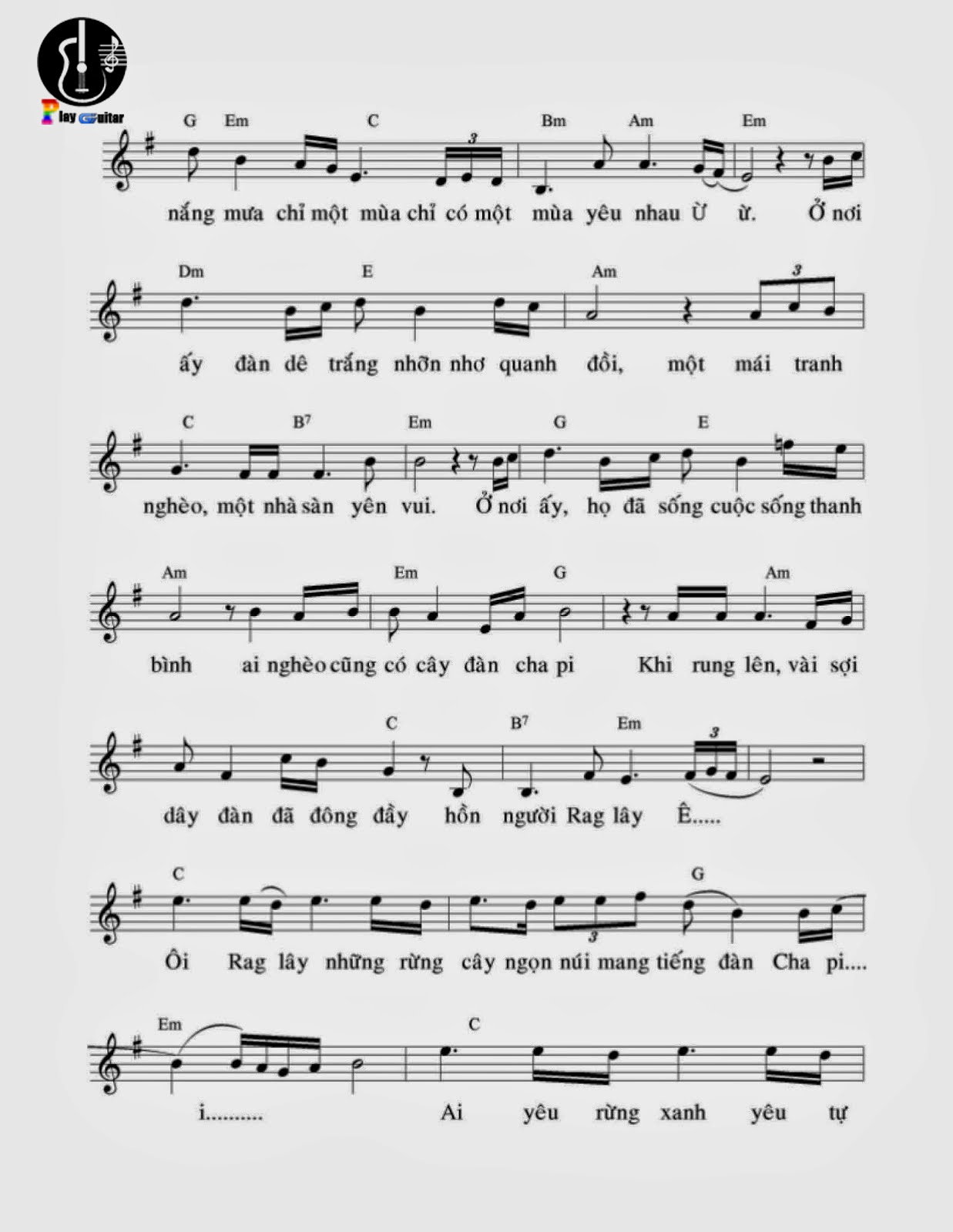 Hướng dẫn chơi Guitar: Giấc mơ Chapi - Trần Tiến