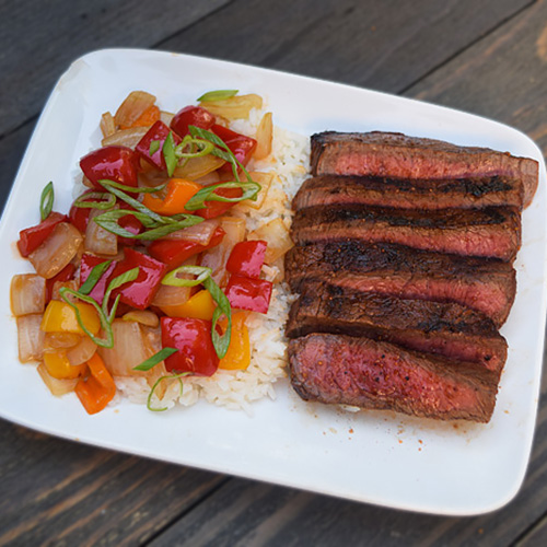 Grilled Sirloin Steak with Sweet and Sour Vegetables