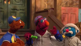 Coach Pogolyi doesn't think Telly has what it takes. Baby Bear does not think he is a nice man. Sesame Street Episode 4421, The Pogo Games, Season 44.