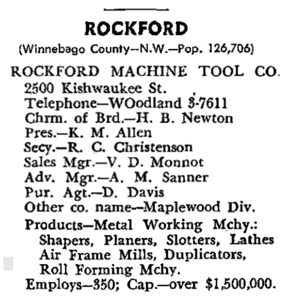 Industrial History Rockford, IL, Machine Tool and Aerospace Companies