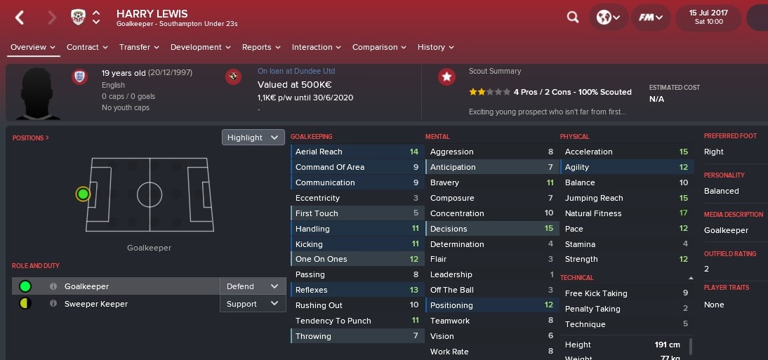 Harry Lewis: Starting Attributes in FM18