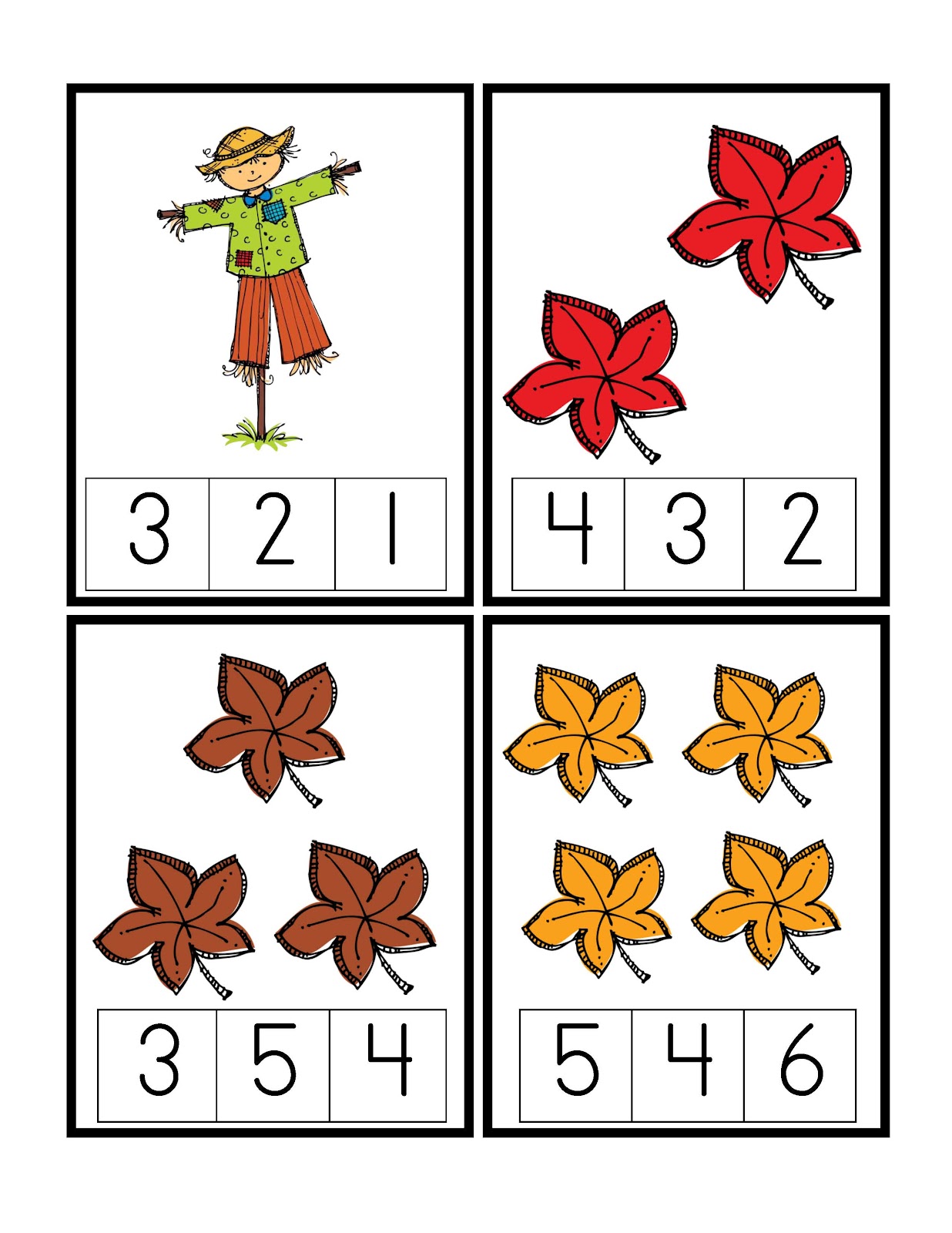 Autumn+Num+Cards+1 4 - Fall Activities For Kindergarten