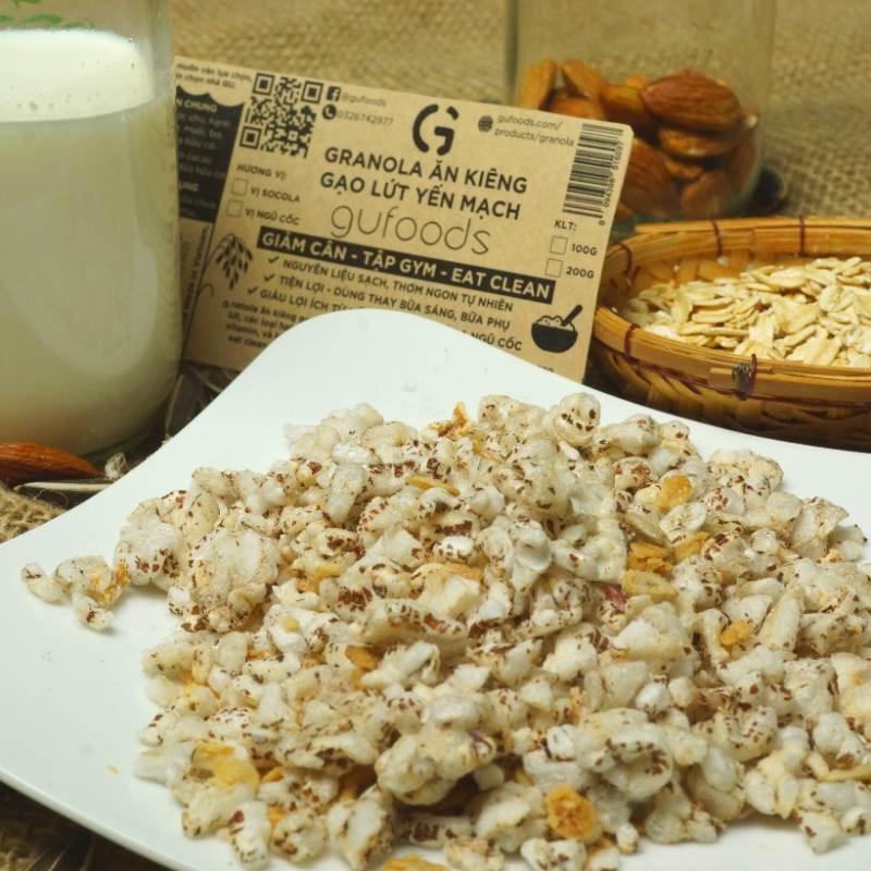 Granola Ăn Kiêng Gạo Lứt Yến Mạch GUfoods – Vị Ngũ Cốc (250g)