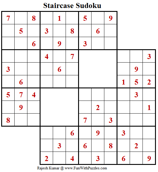 Staircase Sudoku Puzzle (Daily Sudoku League #208)