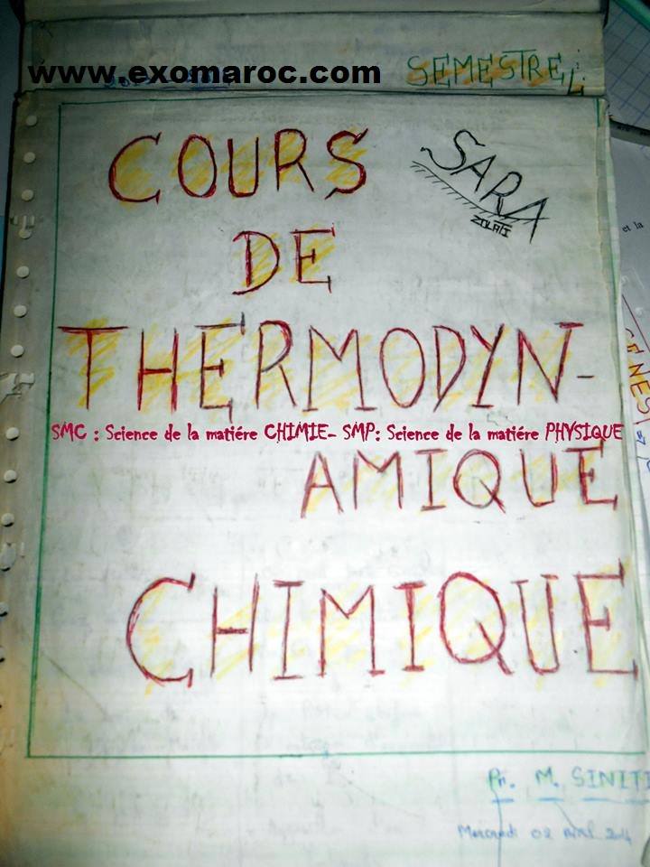 Cours Thermodynamique chimique exomaroc