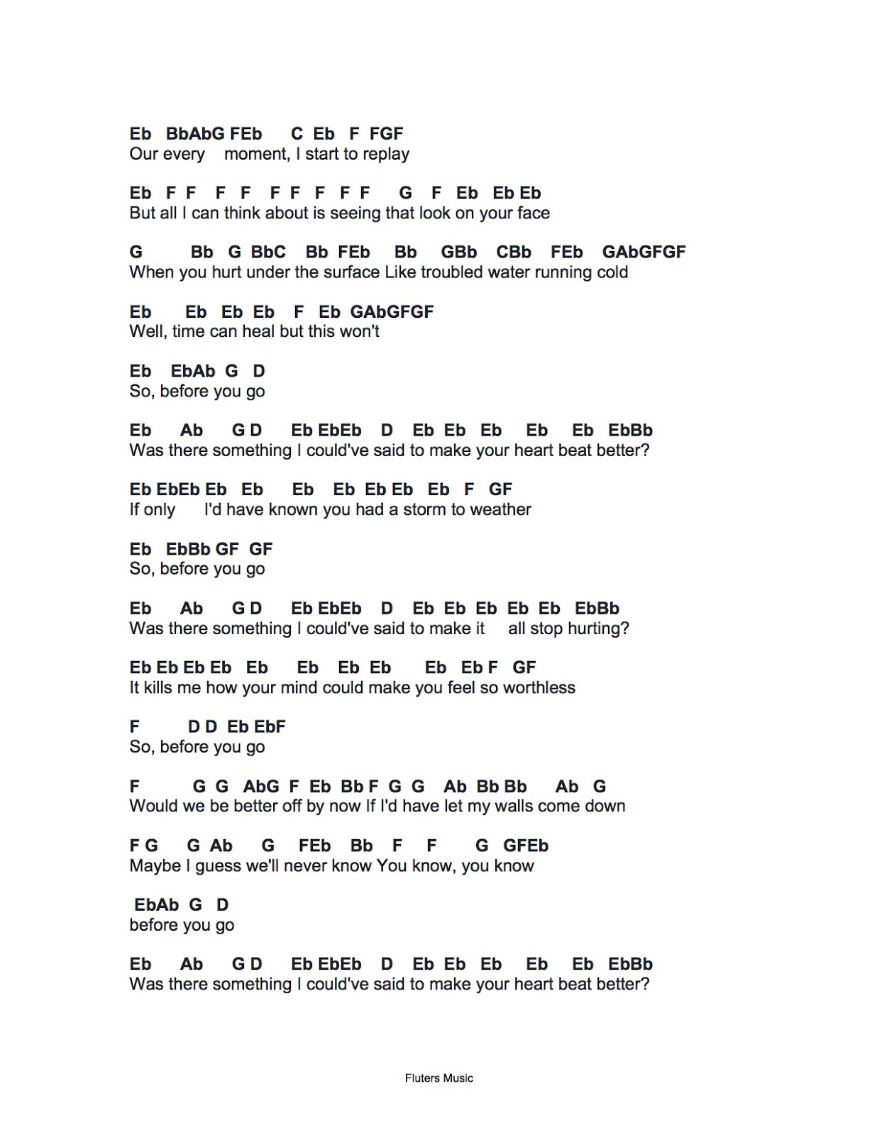 Flute Sheet Music Before You Go flute-sheet-music-before-you-go