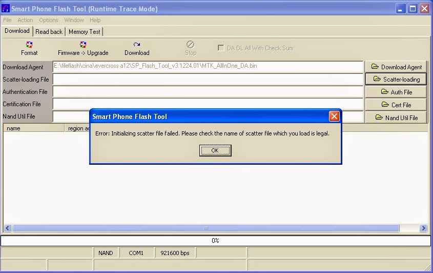 Sp flash tool error Initializing scatter file failed BELAJAR SERVICE
