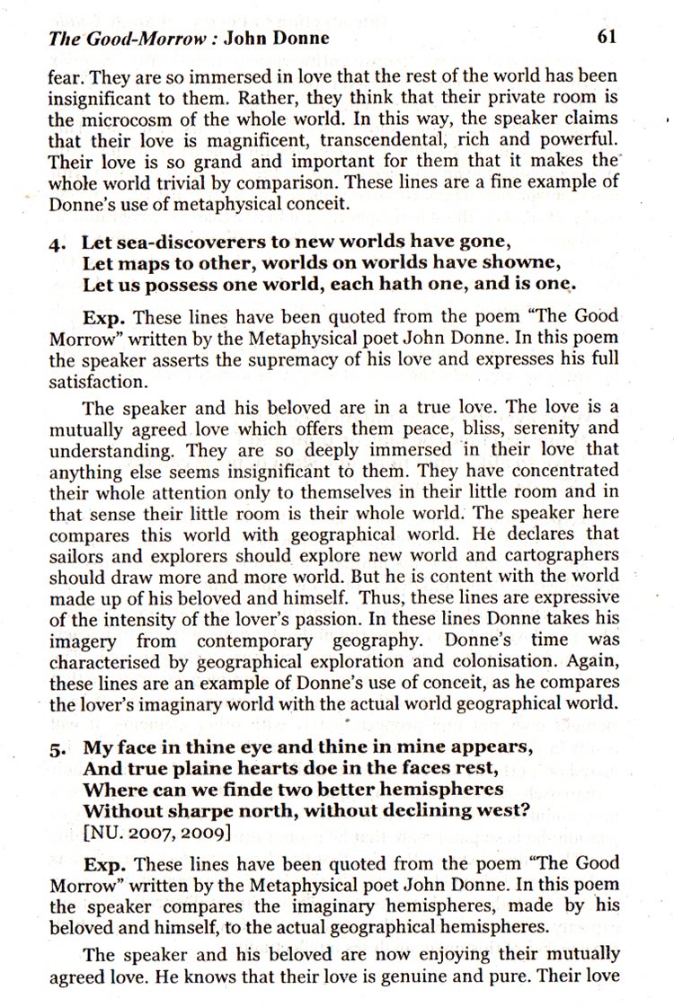 The good morrow analysis picture