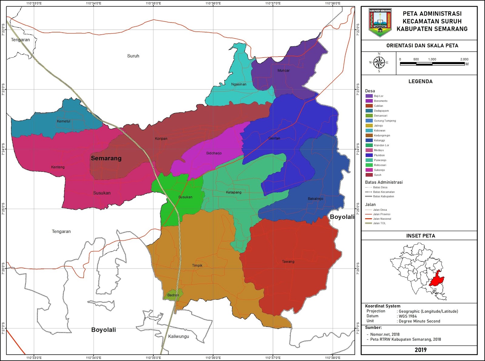 Peta Administrasi Kecamatan Susukan Kabupaten Semarang Neededthing