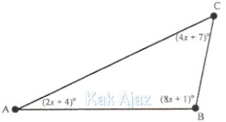 Sudut-sudut segitiga, gambar soal no. 26 Matematika SMP UN 2019