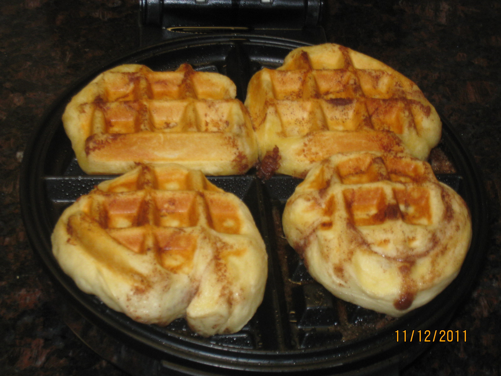 Cook a Book Cinnamon Rolls in the Waffle Iron