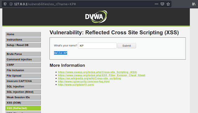 reflected xss reflecting name