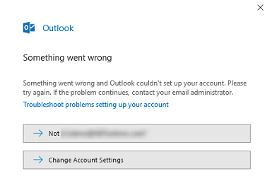 Something went wrong" when configuring Outlook