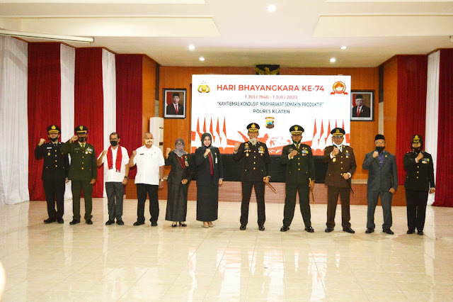 Dandim 0723/Klaten Hadiri Hut Bhayangkara secara Virtual di Polres Klaten