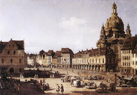 A view of the New Market Square in Dresden, painted by Bernardo Bellotto in about 1750