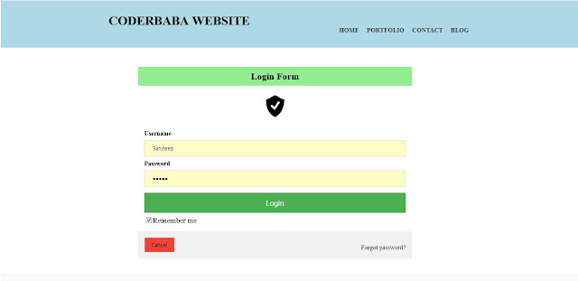 Login Page with Remember Me Checkbox