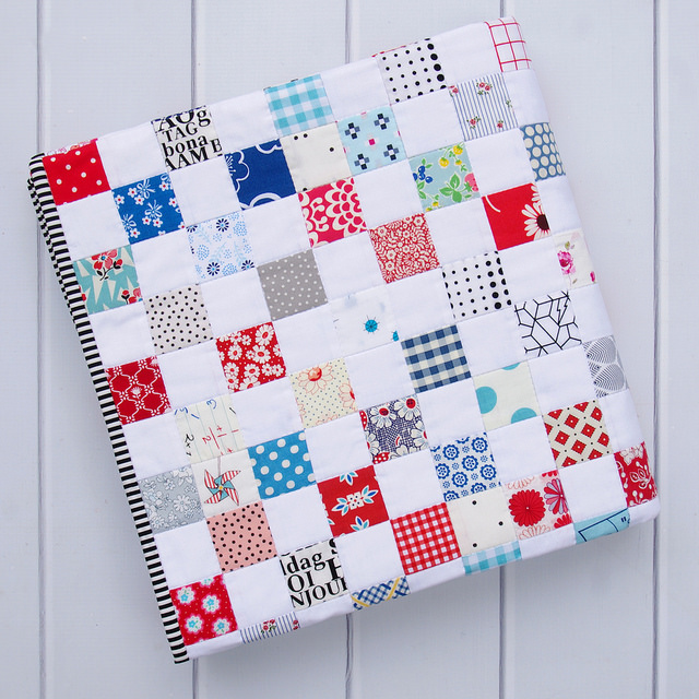 Red Pepper Quilts Red White and Blue Postage Stamp Quilt A Finished