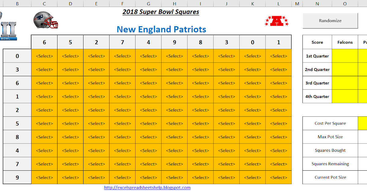 Excel Spreadsheets Help 2021 Super Bowl Squares Spreadsheet the only