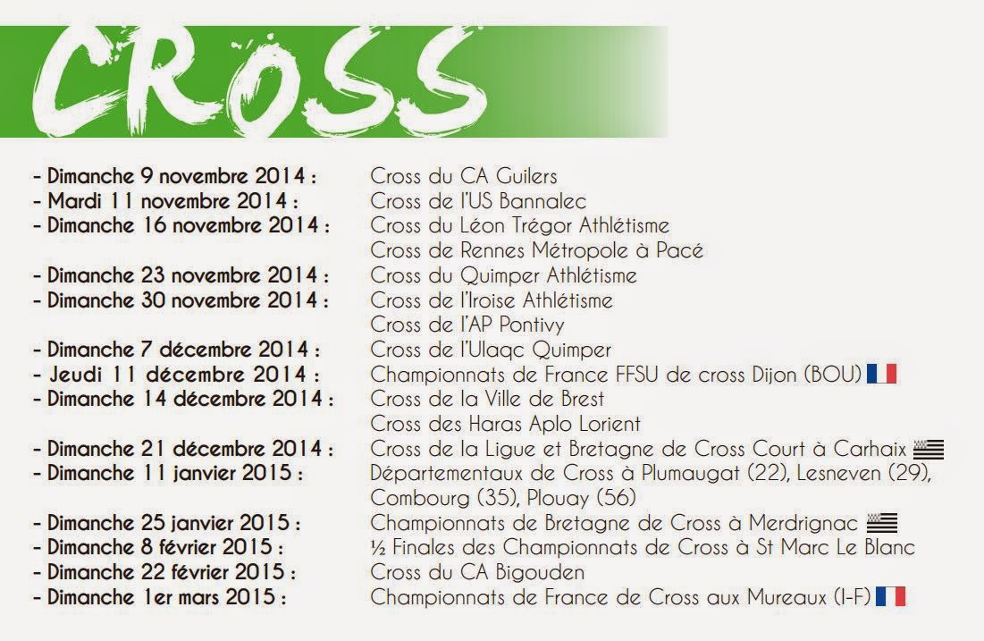 ACTUALITES Crosscountry Calendrier de la Ligue de Bretagne FFA