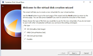 Pilih VDI (VirtualBox Disk Image) Pilih VDI (VirtualBox Disk Image)