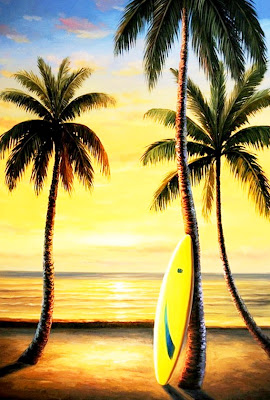 Mejor Lograr distancia Arte Pinturas Óleo: Paisajes con palmeras en la playa