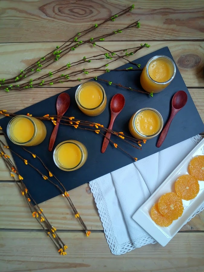 Crema de naranja y cava. Postre sencillo con delicioso sabor a cítrico. Facil de elaborar, Sin horno. Cuca