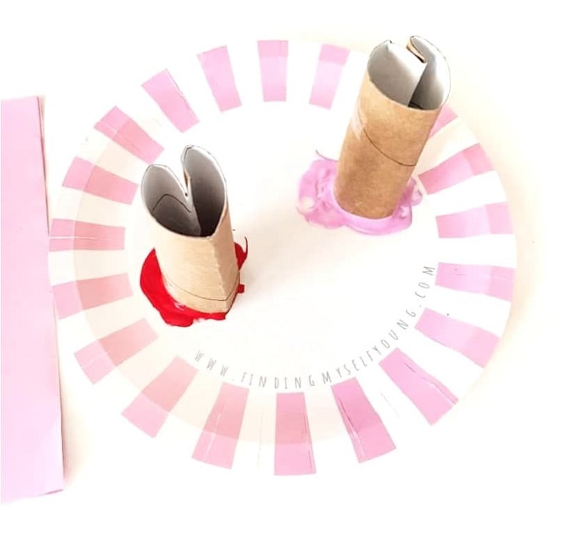 Valentine Crafts for Kids, Cardboard Roll Heart Stamp