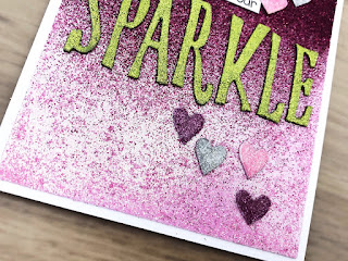details of the finished ombre glitter card