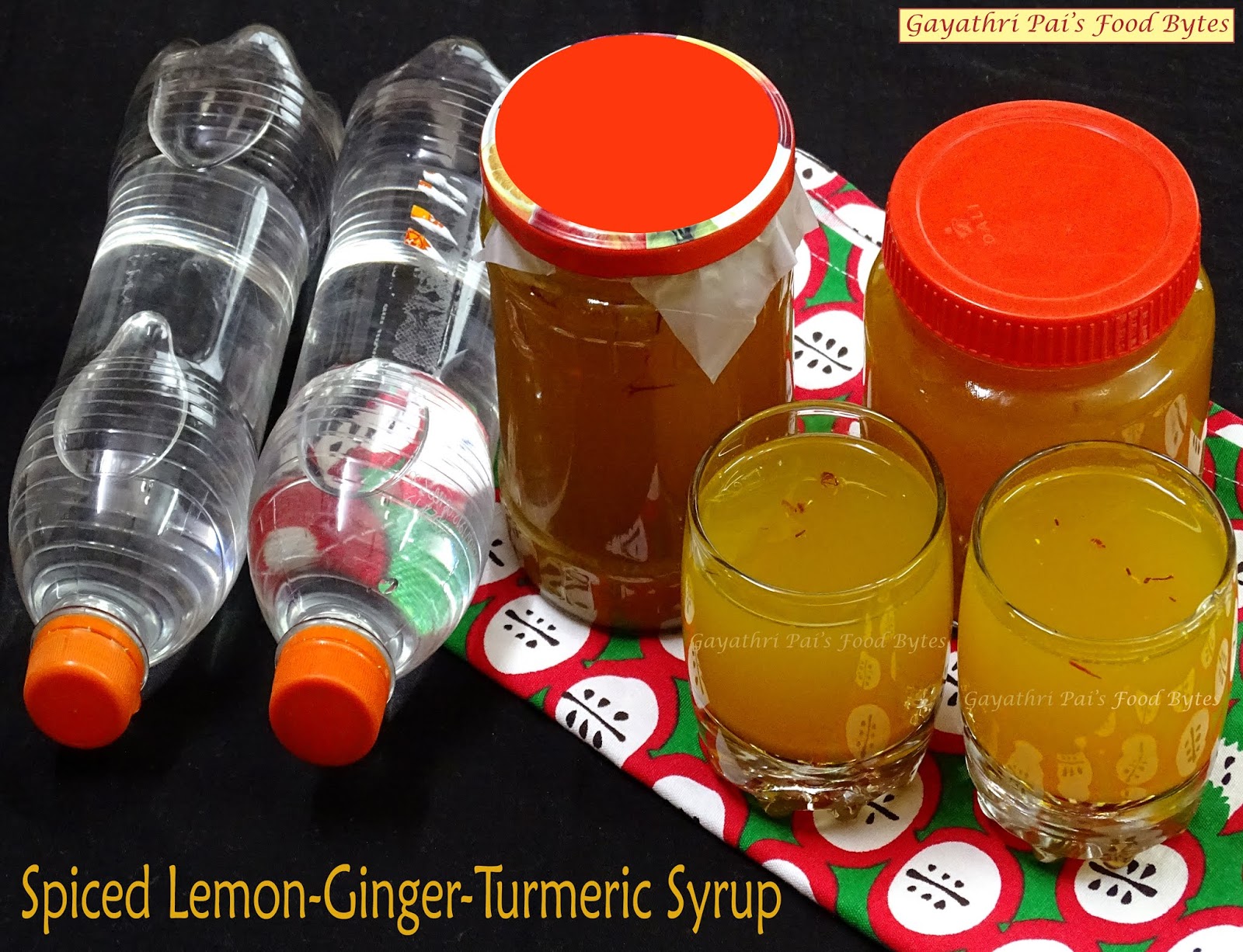 Gayathri Pai's Food Bytes Spiced Lemon Ginger Turmeric Syrup.
