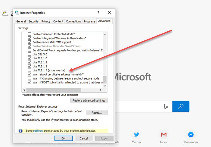 Cómo habilitar o deshabilitar TLS 1.3 en Windows 10