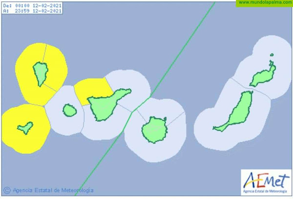 Aviso amarillo por fenómenos costeros desde esta noche en La Palma