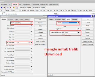 Konfigfurasi Mangle Untuk Trafik Download