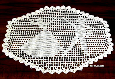  Romantic Couple Doily - Filet Crochet Lace Decor - Handmade by Ruth Sandra Sperling of RSS Designs In Fiber on Etsy