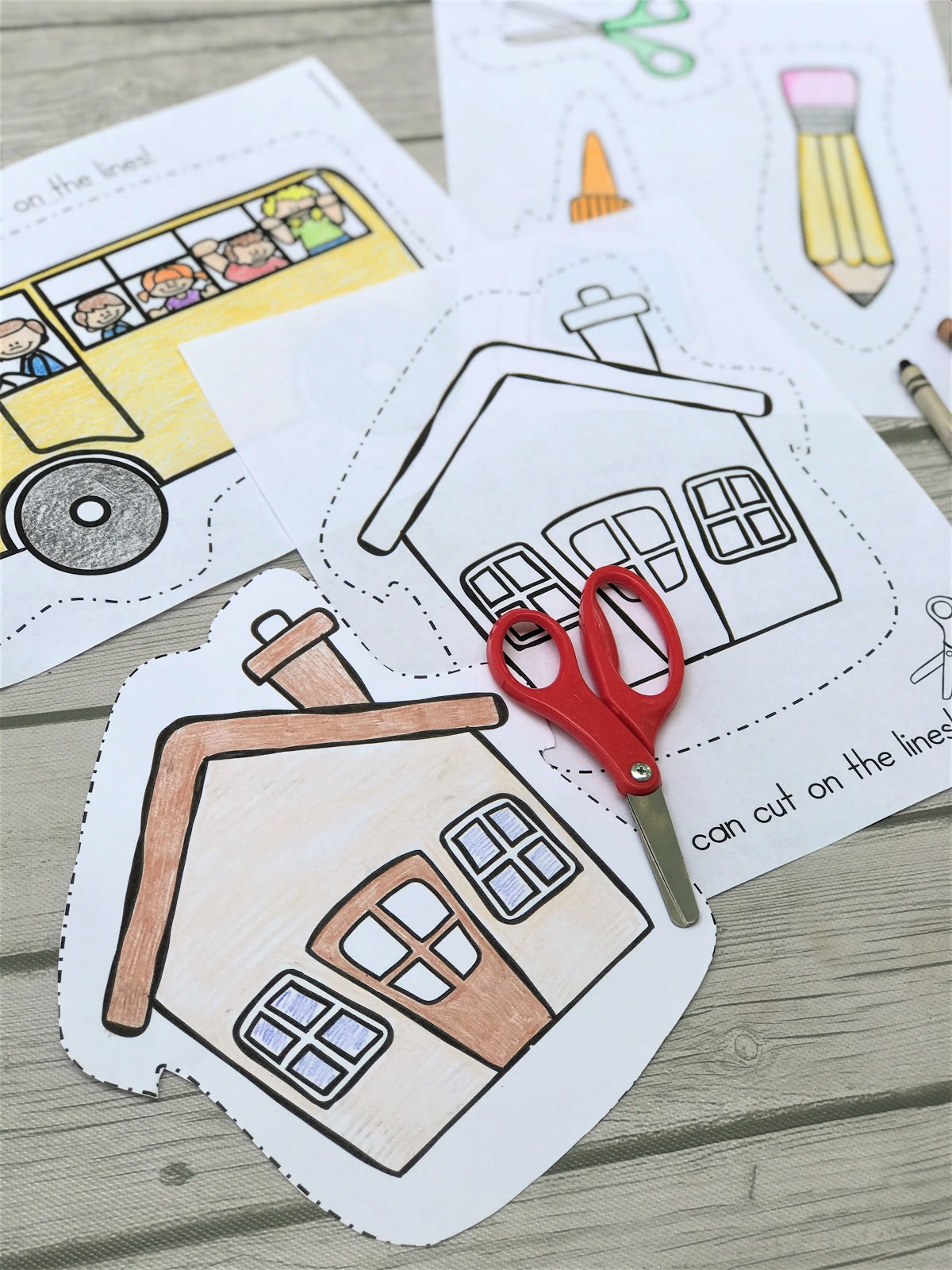 Cutting Practice Printables for the Beginning of Preschool or