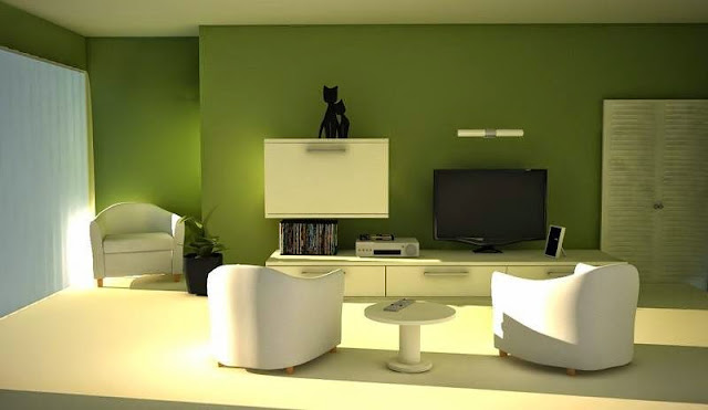 minimalist green living room