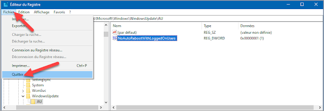 Empêcher le redémarrage forcé après une mise à jour Windows 10 Empêcher, arrêter, désactiver, éviter, redémarrage, forcé, automatique, tout seul, mise à jour, Windows 10, administration, trucs et astuces, base du registre