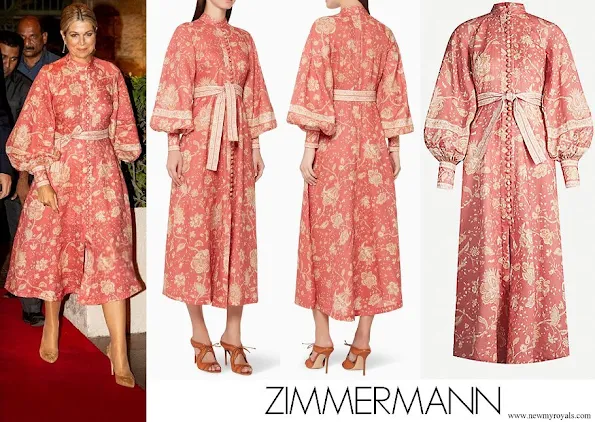 Queen Maxima wore Zimmermann Veneto Border Paisley Print Linen Dress