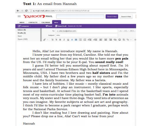 Terjemahan Text 1 An Email From Hannah Untuk Alia Bahasa Inggris Kelas 10 Saifullah Id