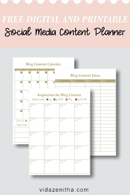 Free Digital and Printable Social Media Content Planner Blogging