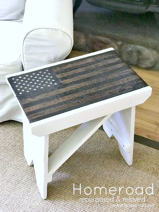 How to turn a chippy bench into an American flag side table