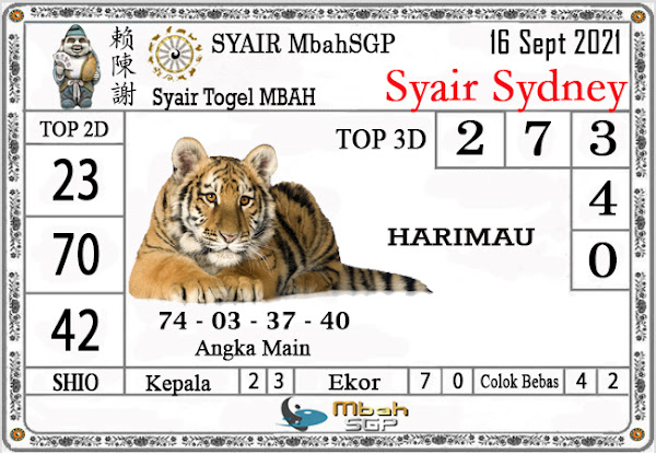 Syair Kampleng Sydney Kamis 16 September 2021 Kampleng Hk