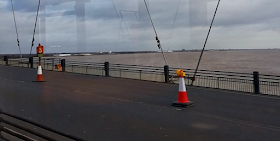 A view over the water from the Humber Bridge