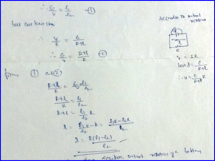 Potentiometer Comparison of EMF's and Determination of Internal