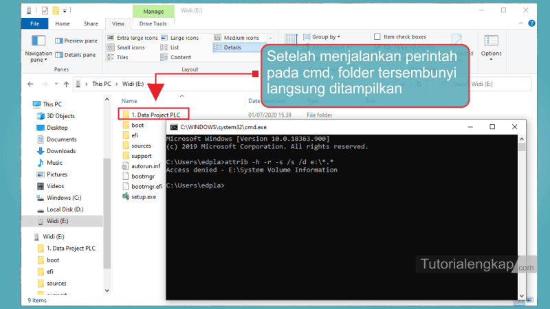 Tutorialengkap 4 cara menampilkan File dan Folder Tersembunyi pada Windows 7, windows 8, Windows 10 Melalui CMD