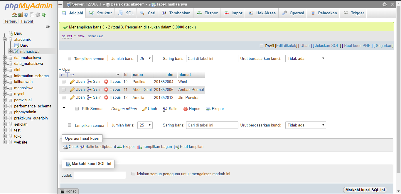 Membuat Program Aplikasi Crud Database Mahasiswa Dengan