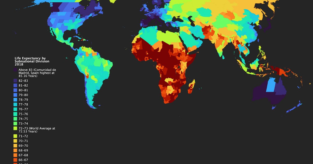 Life Expectancy of Subnational divisions mapped