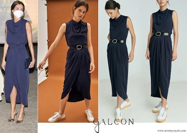 Queen Letizia wore Galcon Studio navy top and skirt