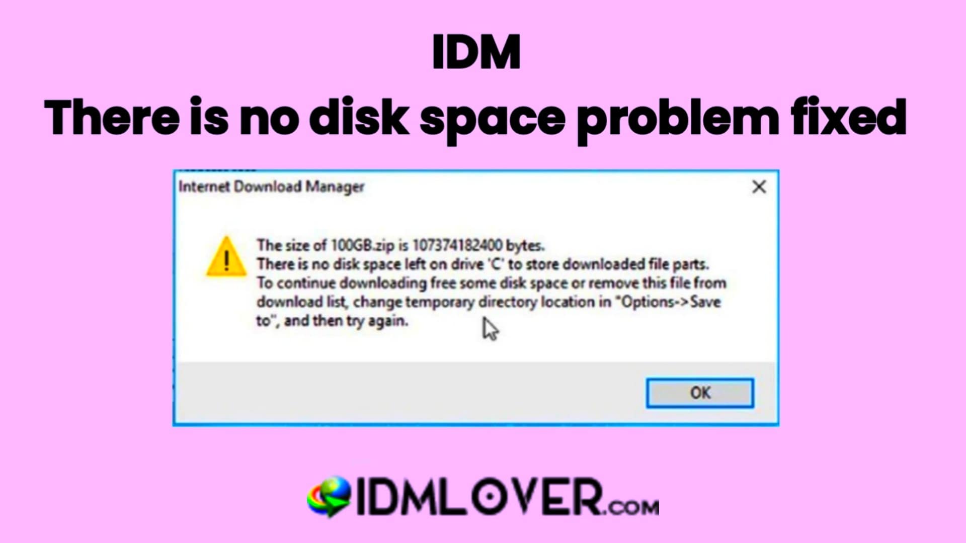 [Fixed] IDM There is no disk space left on drive C Mar 2024 IDM 6.