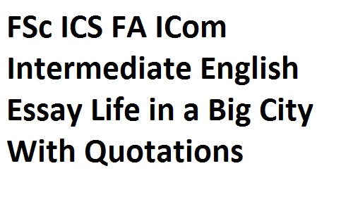 essay on life in a big city with quotations