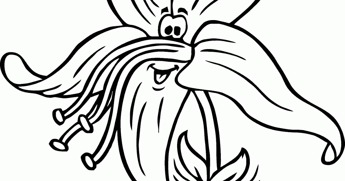 Mewarnai Gambar Bunga Bakung (Lily) Versi Kartun - Contoh Anak PAUD